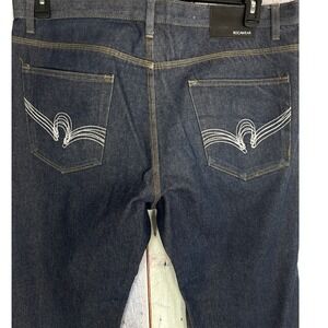 Rocawear Mens  Baggy Leg Indigo Denim Jeans W38 L30 Embroidered Pockets Blue
